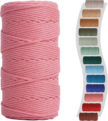 Miniatura 48 de NOANTA Cuerda de macramé natural de 0.079 in x 220 yardas, cuerda de algodón torcido de 3 hebras, cuerda de algodón colorido para colgar en la Verde