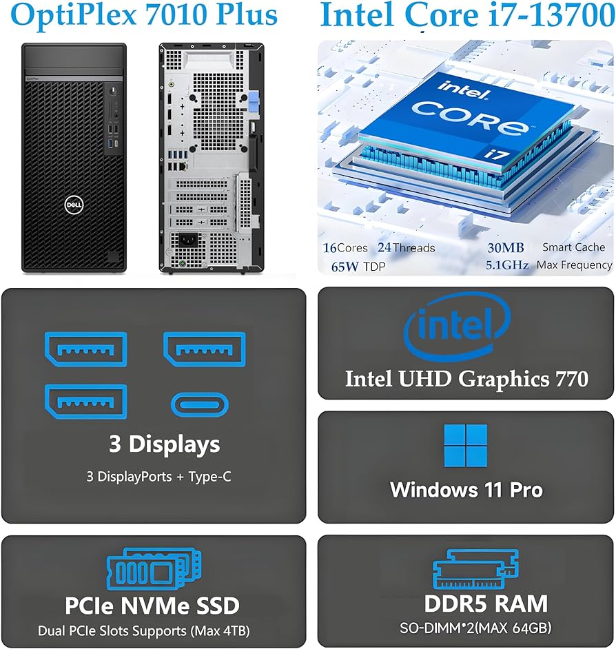 Amazon.com: Dell OptiPlex 7010 Plus 7000 Tower Business Desktop