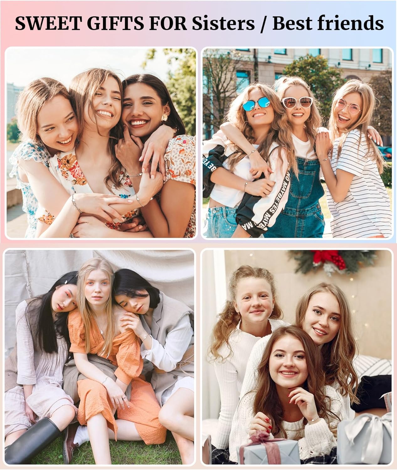 YELUWA 2/3/4 Pcs Gifts for Best Friend Woman Best Friend Bracelet Matching Heart Stainless Steel Bracelets Friendship Bracelets Gifts for Sister Bestie Birthday Thanksgiving Christmas Valentines Day - Image 6