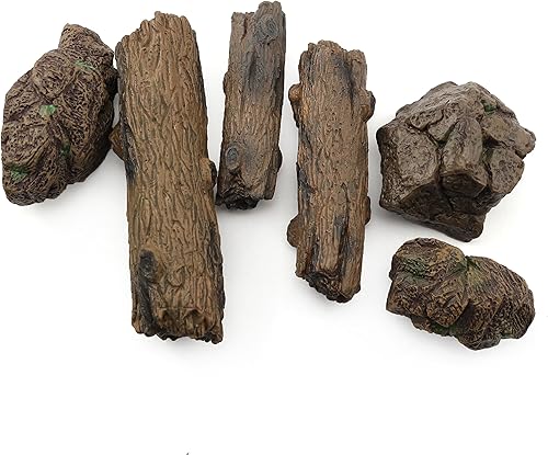 Miniatura 4 de XGNG 6 piezas en miniatura de piedra estatus de roca artificial tocón de árbol mini jardín tocones adornos para micro tren paisaje ferroviario mesa