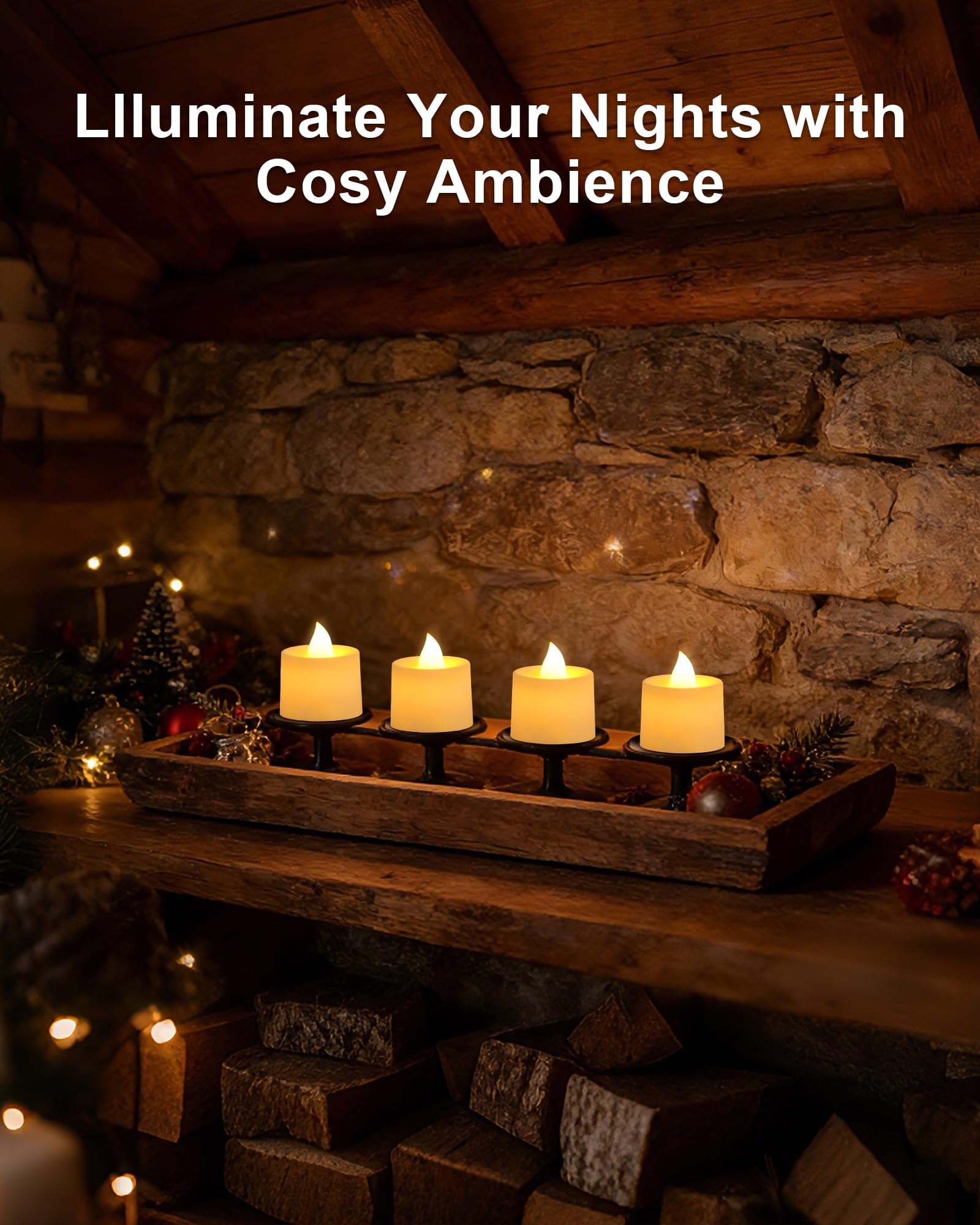 Amagic Confezione da 100 lumini votivi a LED, senza fiamma, piccole candele elettriche a lunga durata, funzionamento a batteria, per Halloween, Natale, decorazioni per la casa, matrimoni, feste