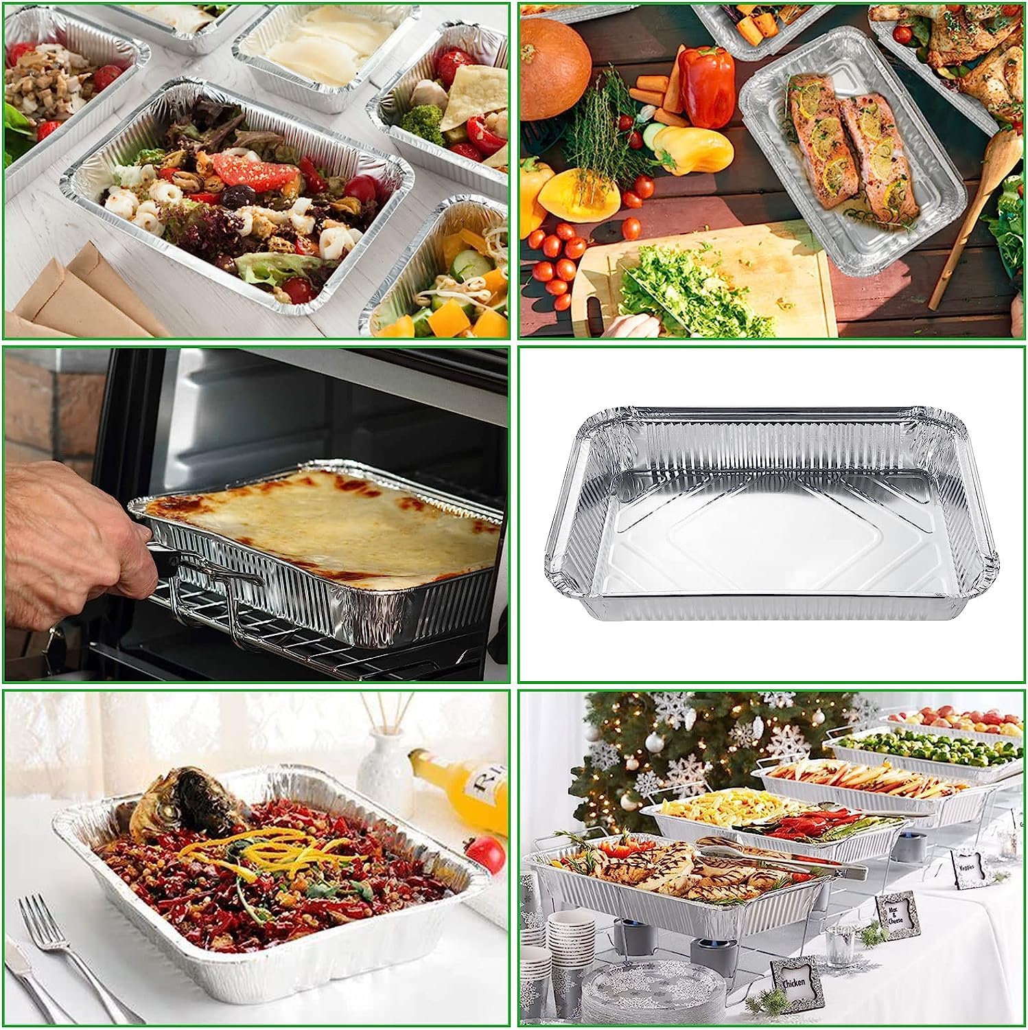 SENENQU 30 Piezas Bandejas Aluminio Desechables 2200 ml con Tapa, Recipientes Rectangulares para Horno, Asar, Congelar y Transportar Comida en Catering, Buffet, Barbacoa y Cocina Diaria
