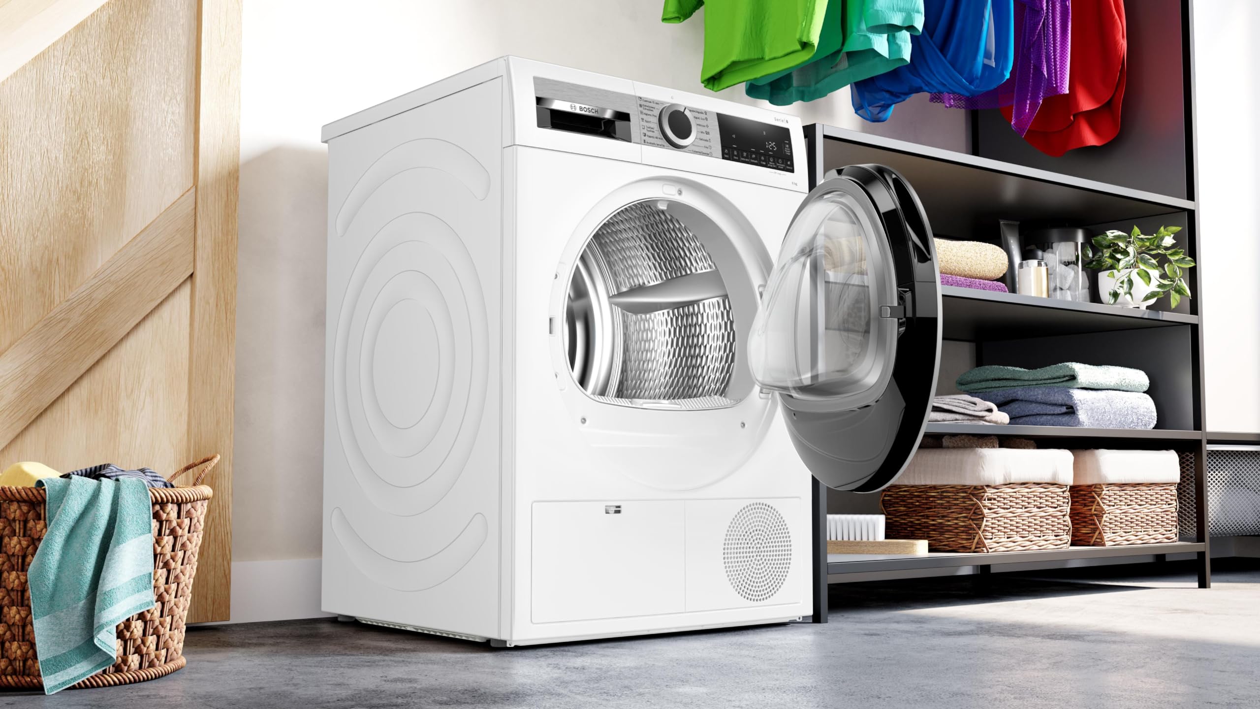 Bosch - Secadora de Condensación, 8 kg, 60 cm, Programa Rápido, Función Media Carga, Blanco, WPG23100ES