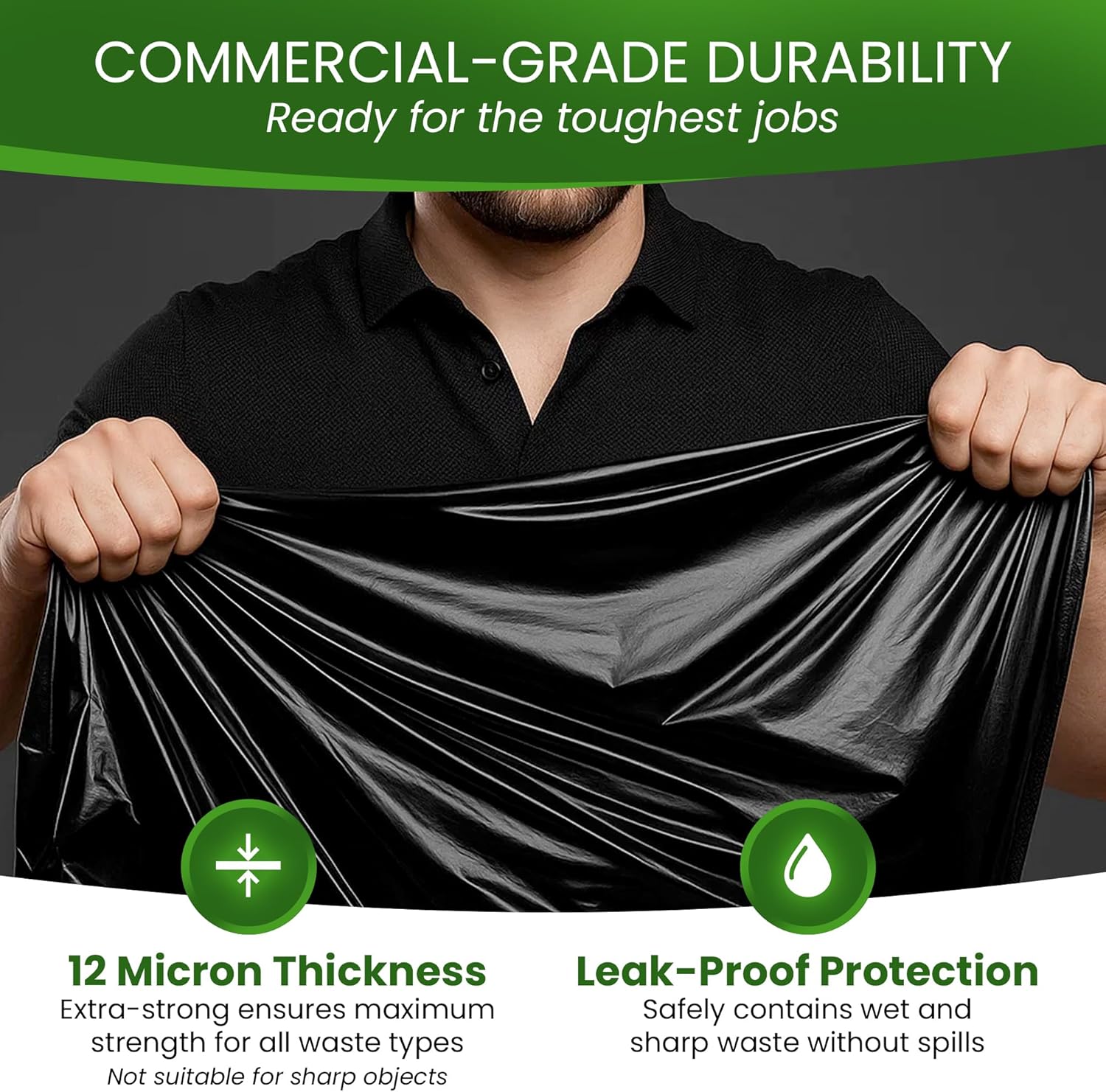 Betta 10-13 Gallon Black High-Density Trash Bags, 500 Count Box, (24x33-inch) Commercial Medium-Duty Garbage Can Liners