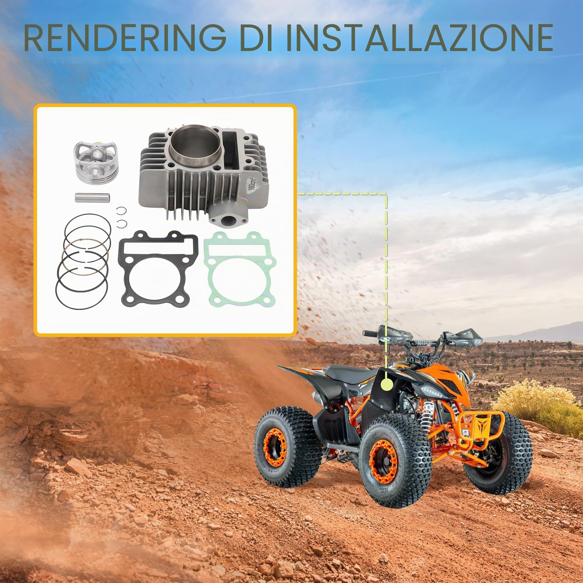 GOOFIT - Kit completo di rivestimenti cilindrici da 60 mm, testa cilindri, anelli di pistone e guarnizioni di ricambio per motore YX160 YinXiang 160 cc, moto da enduro, Pit bike, Monkey, ATV, Quad