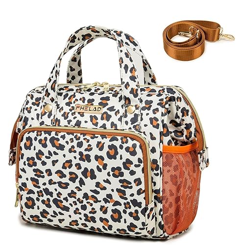Mochila pequeña para pañales, bolsa de pañales aislada con estampado de leopardo, accesorio de cochecito de múltiples bolsillos, asa cómoda para