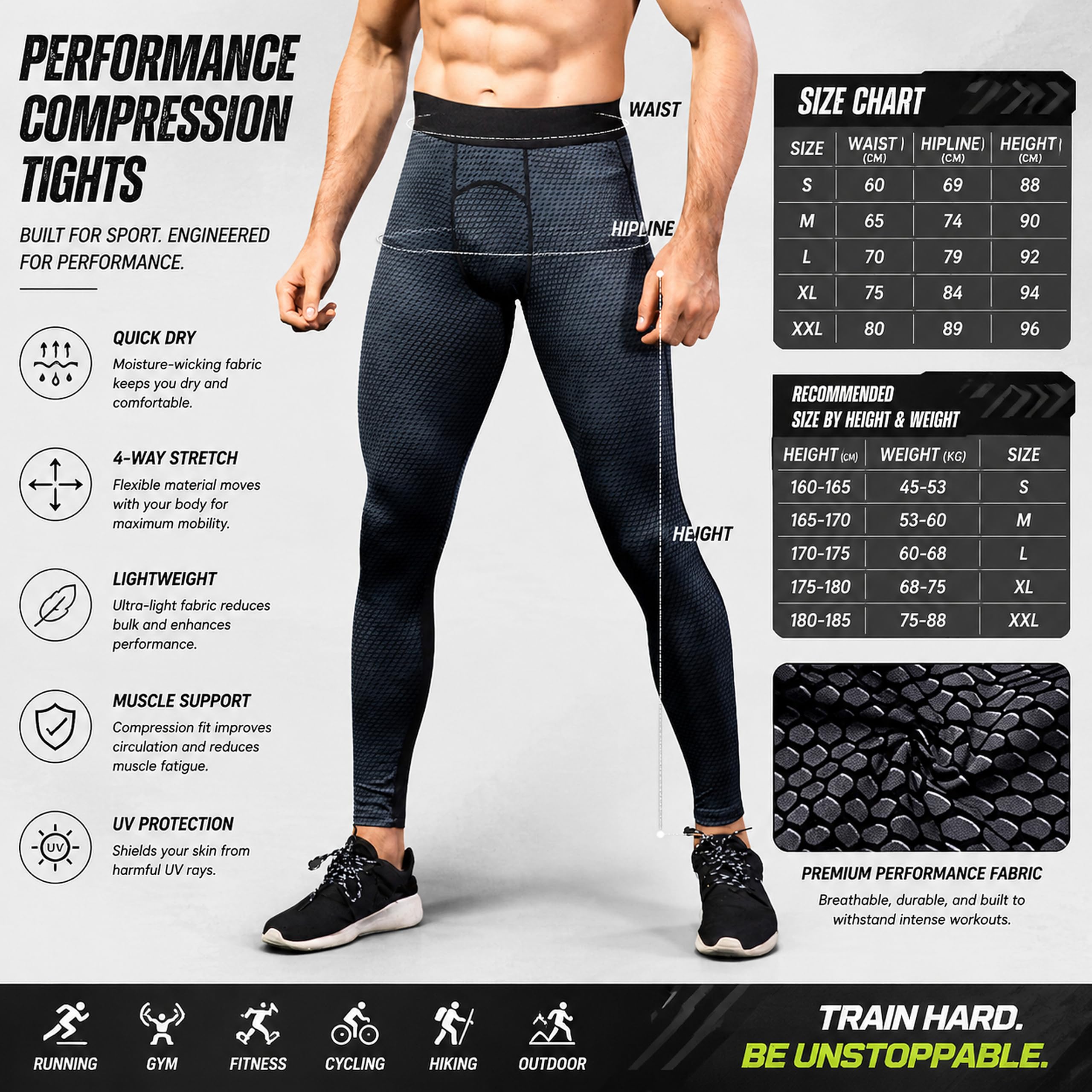 SANANG Pantalons de Compression pour Hommes Cool Dry Baselayer Sports Fitness Leggings serrés 3 Pack