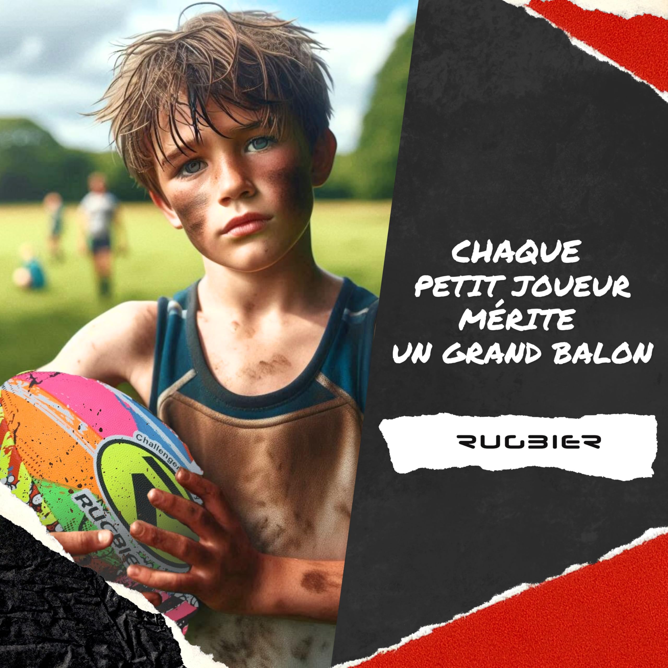 Ballon de Rugby pour Enfants T3 – Ballon pour École - Initiation et Entraînement - Design Exclusif - Modèle Best Rugby