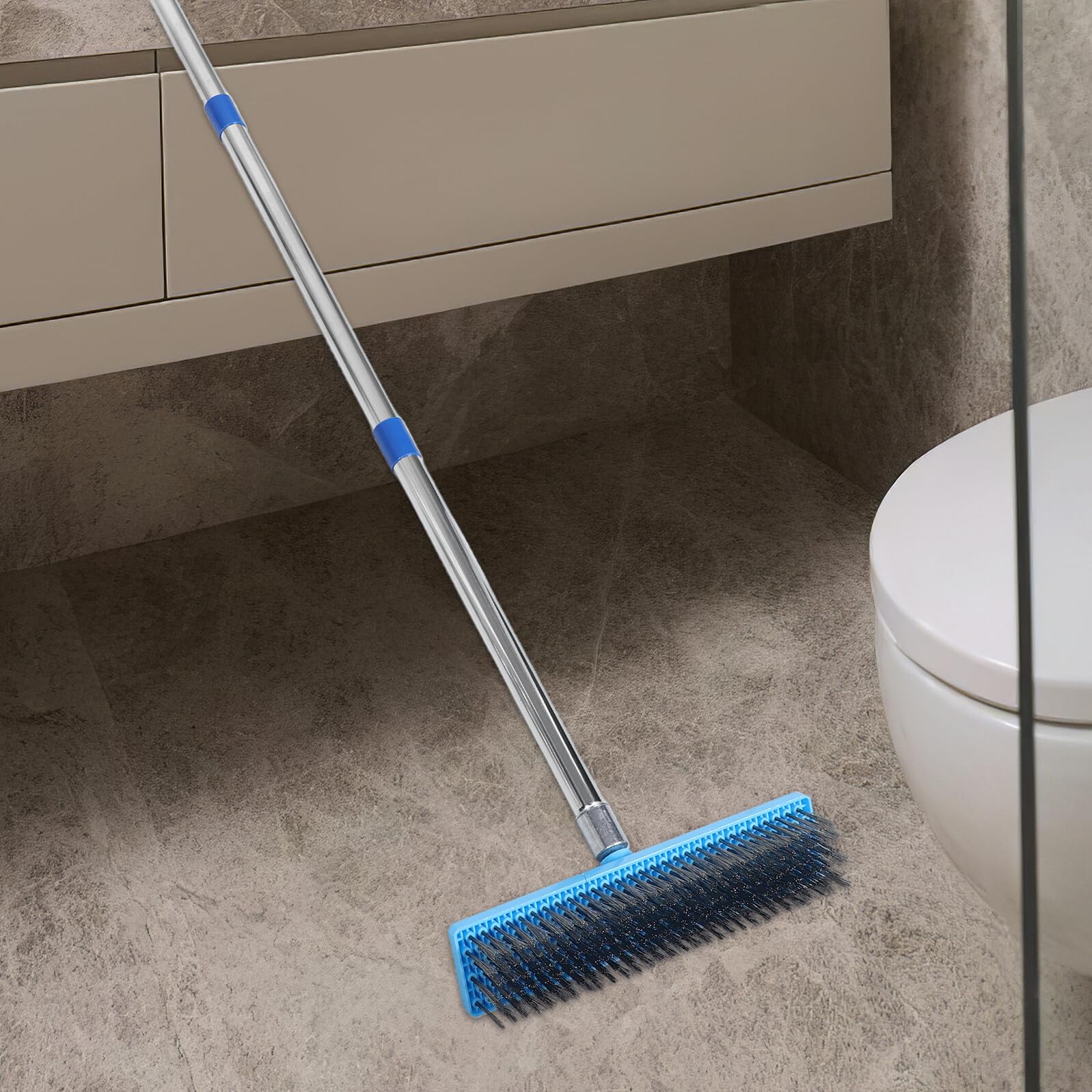 iplusmile Cepillo de Limpieza de Baño para Azulejos Ducha y Juntas Mango Cerdas de Acero Inoxidable para Suelos de Baño Piscinas y Estanques