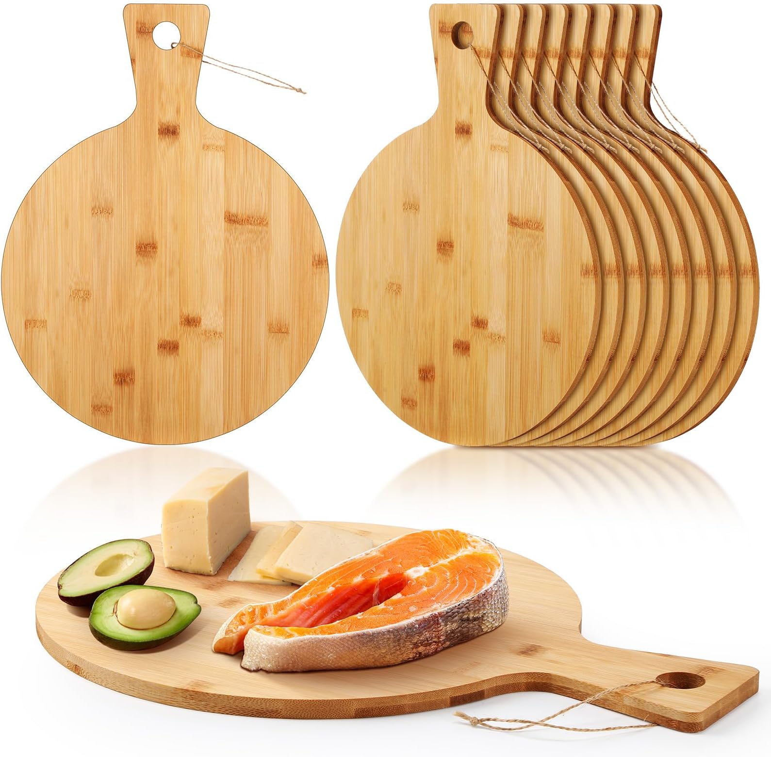 Round Wooden Serving Tray & Chopping Board – Natural Wood, 10-inch, For Charcuterie, Pizza, Bread & Desserts