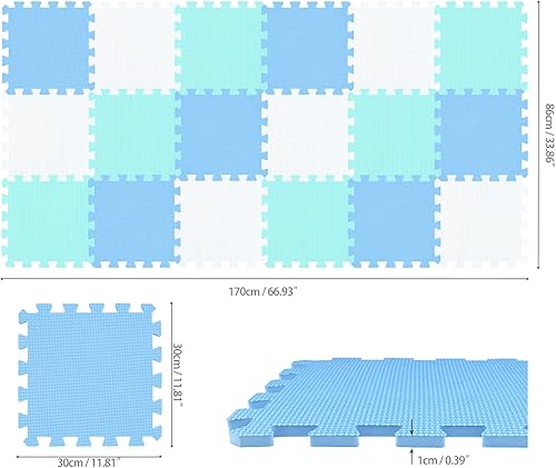 Vista 60 de qqpp Alfombrillas de espuma de rompecabezas de goma EVA con 18 azulejos entrelazados - Alfombra de juego para bebé para jugar Esterilla