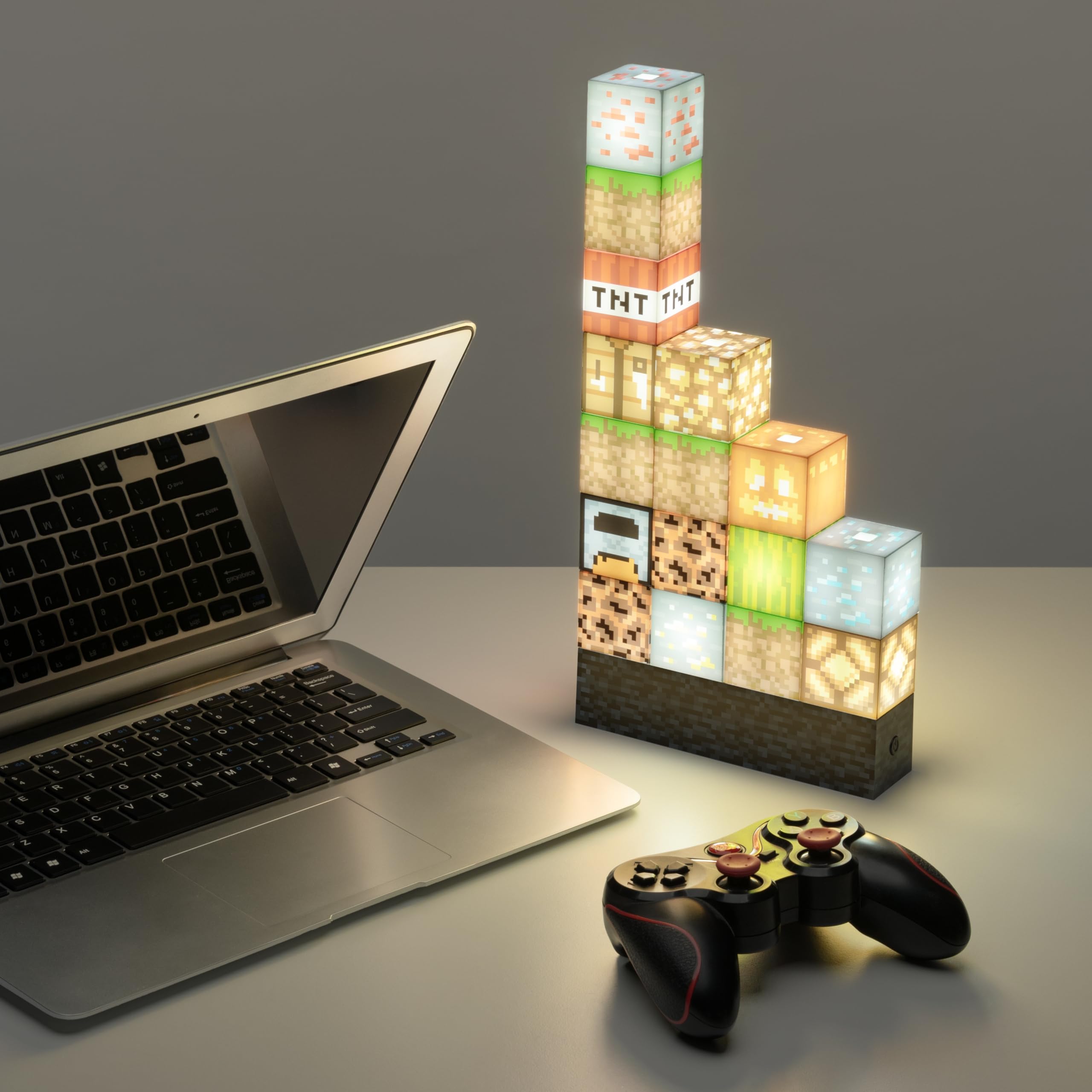 Minecraft Blockbaulampe, 16 verschiebbare Lichtblöcke und Bettfels-Basis