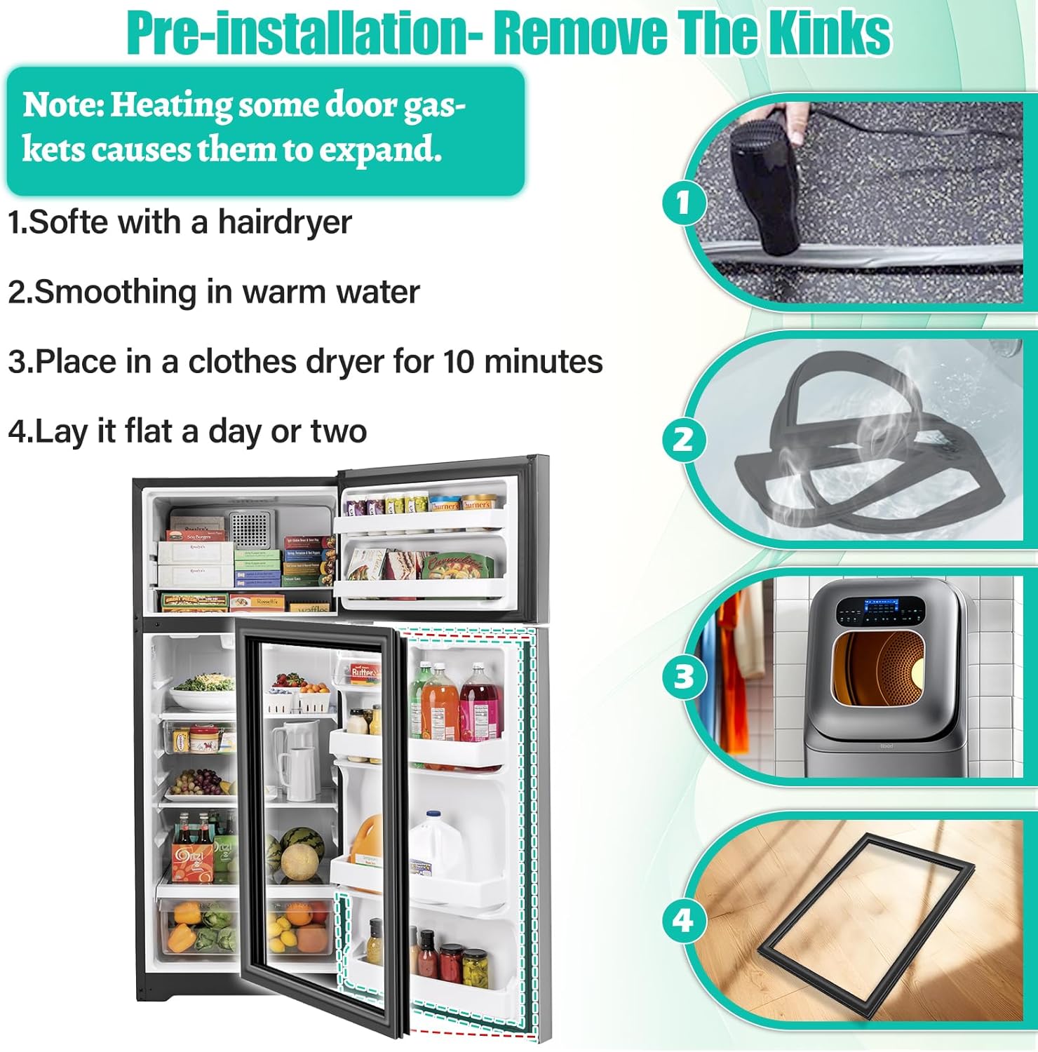 Upgraded WR14X27235 Refrigerator Door Gasket Compatible with GE Refrigerator Seal Fridge Door Seal for Hotpoint Fridge Gasket Seal Replacement Parts for GIE18CTHHRBB, GIE18GSHDRSS, GIE18GTHGRB