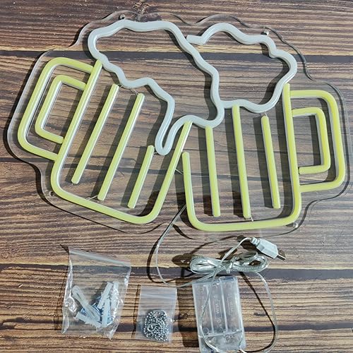 Miniatura 5 de Letrero de neón con forma de cerveza, luces de neón, decoración de fiesta para decoración de pared, juego de ventanas, decoración de cumpleaños,