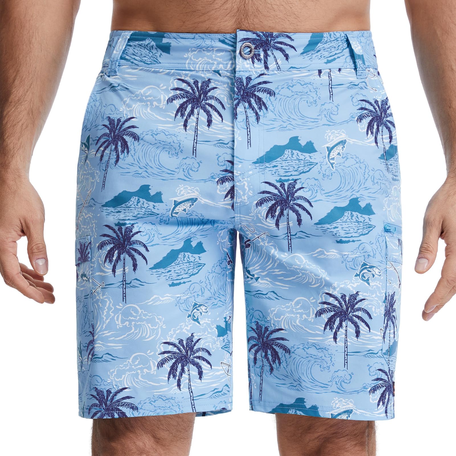 BASSDASH Men's 9" Fishing Shorts UPF 50+ Stretch Water Resistant Quick Dry for Hiking with Zipper Pocket FP10M