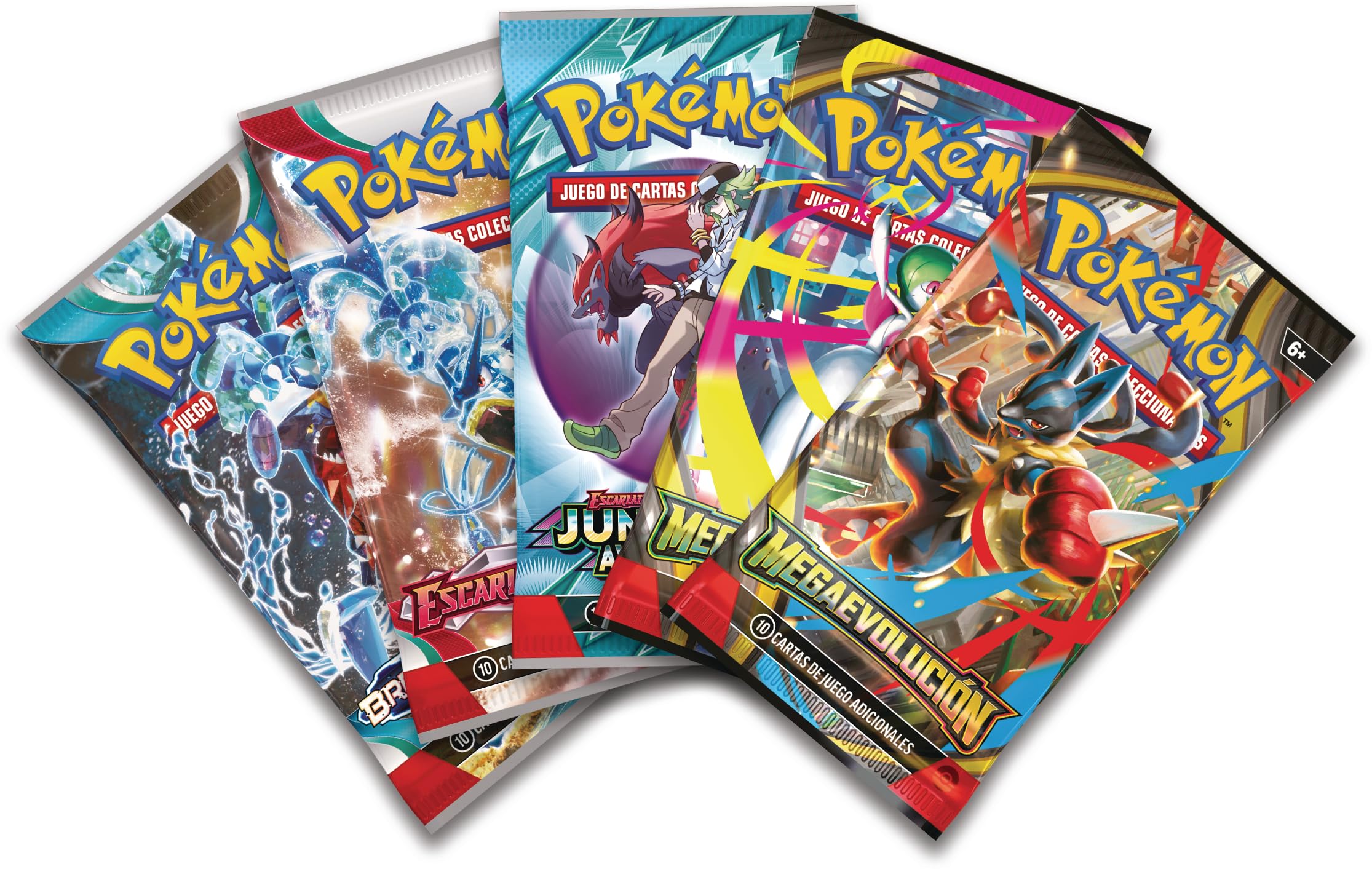 Pokémon: Colección con Figura Mega-Lucario ex de JCC Pokémon (1 Carta holográfica de promoción grabada en Relieve, 1 Carta de promoción de Gran tamaño, 5 Sobres de Mejora y 1 Figura de Mega-Lucario)
