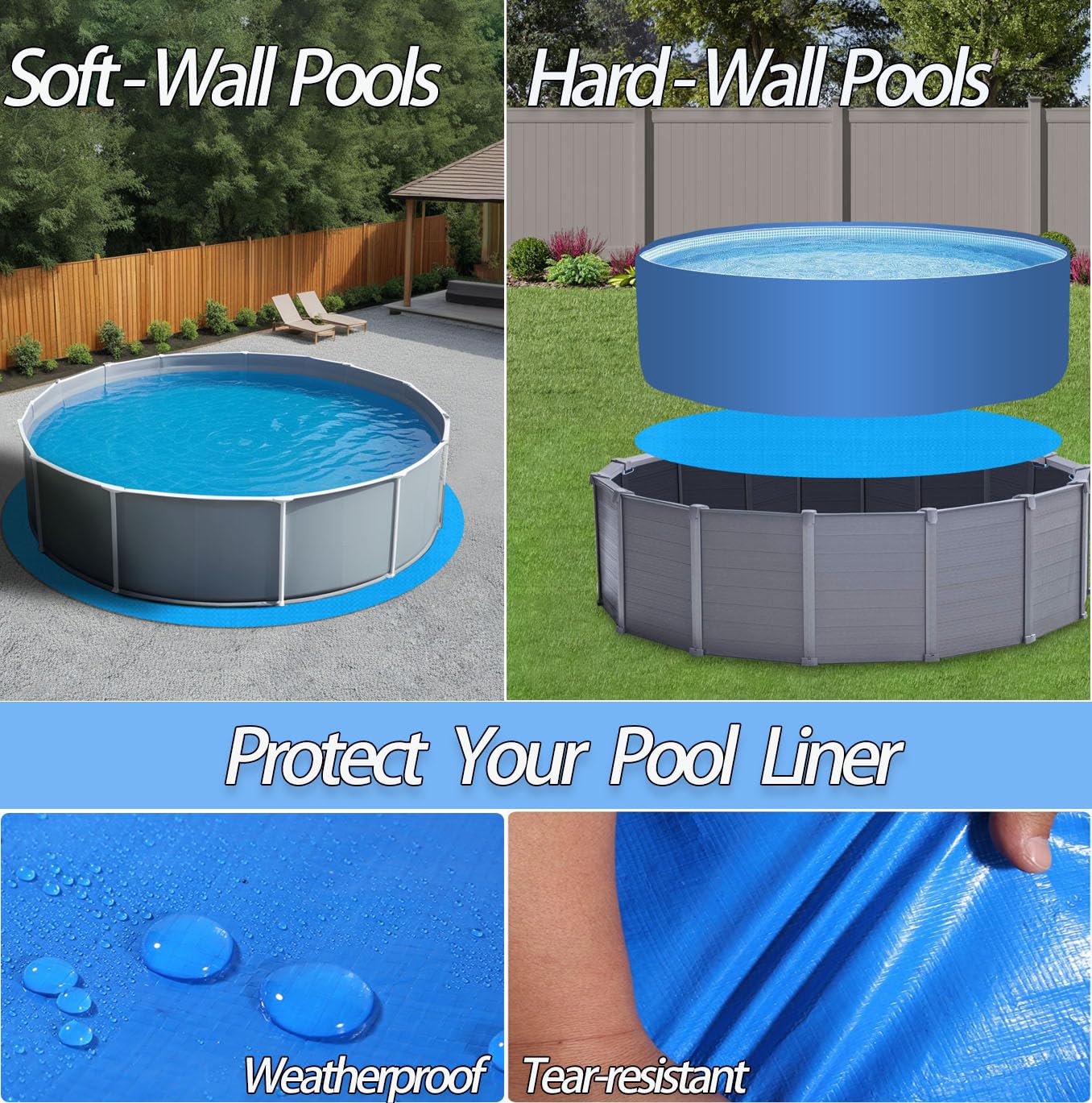 21 FT Round Pool Liner Pad for Above Ground Swimming Pool, Outdoor Pool Mat for Above Ground Pool Pad, Under Pool Floor Liner Underlayment Pad, Prevents Punctures Pool Mat Protector Tarp (21 FT)