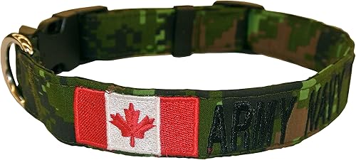 Miniatura 3 de Collares de perro personalizados de 1" con 1 logotipo. Más de 35 telas de camuflajesólido para elegir. Hebillas de plástico y metal.