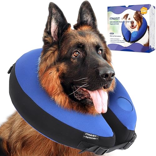 Manificent Collar de dona para perro con bomba incorporada collar inflable para perro después de la cirugía evita que el cachorro se lama rasque al