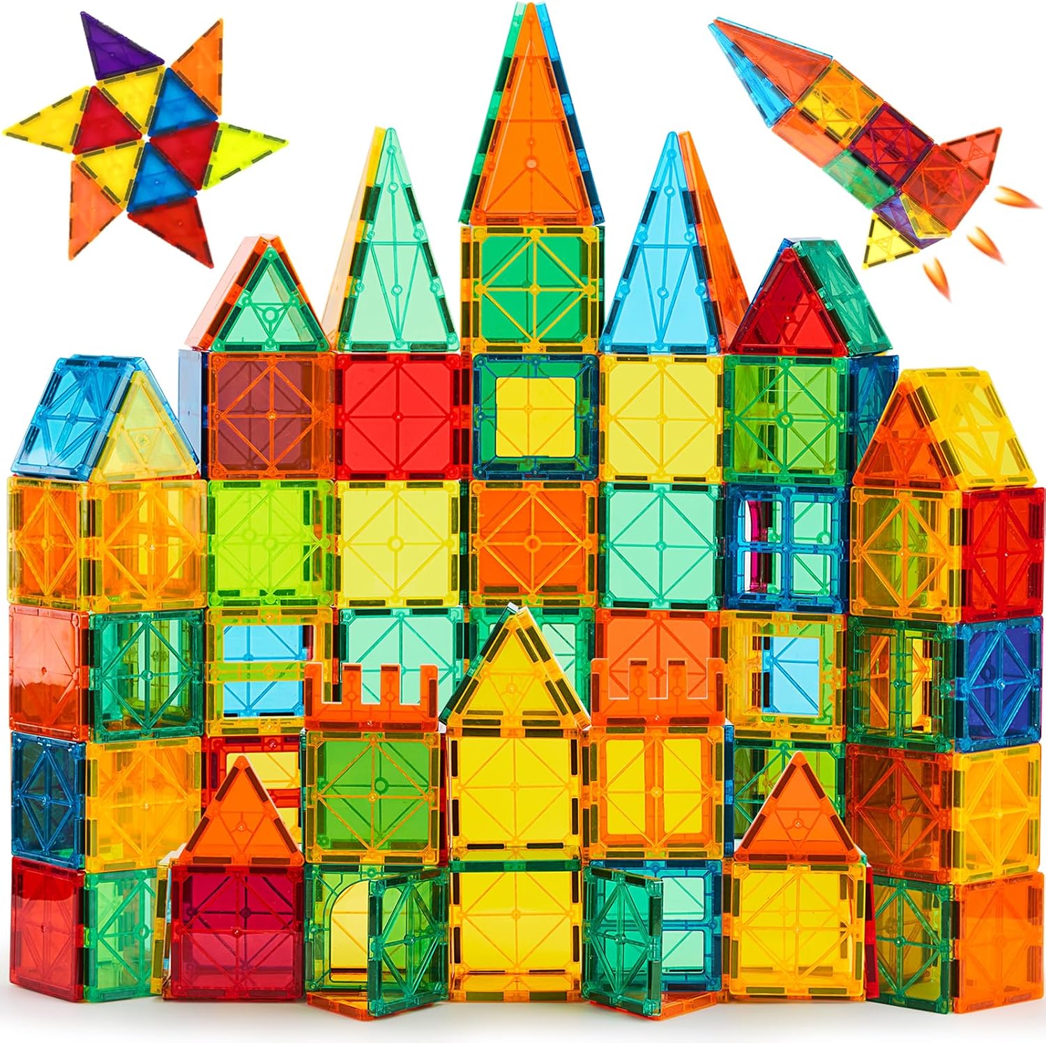 FNJO Magnetic Tiles, 110PCS Magnet Building Set, Magnetic Building Blocks,Construction STEM Learning and Playing Toys for Kids, Montessori Toy for Preschool Boys Girls Toddlers Classroom Must-Haves FNJO Magnetic Tiles, 110PCS Magnet Building Set, Magnetic Building Blocks,Construction STEM Learning and Playing Toys for Kids, Montessori Toy for Preschool Boys Girls Toddlers Classroom Must-Haves