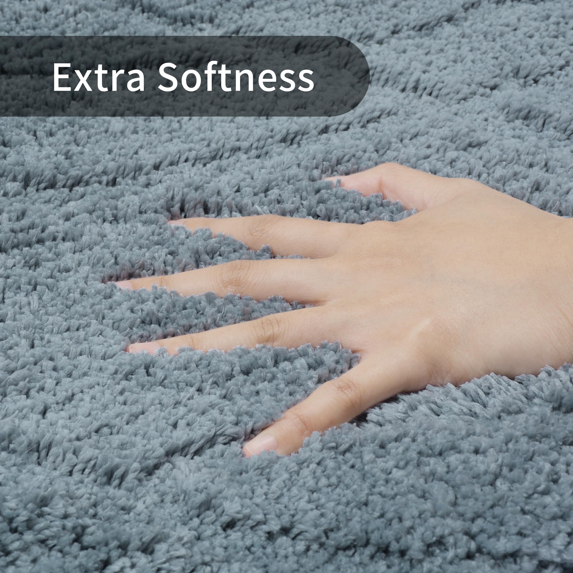 Zeeinx Juego de 3 alfombrillas de baño antideslizantes y absorbentes para baño, lavables a máquina, alfombra de baño y alfombra de inodoro en forma de U para baño, bañera y ducha, color gris