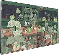 Vista 1 de Cute Frog Kawaii Green Desk Decor Mat, Large Gaming Mouse Pad for Computer Keyboard Laptop, Home Office Accessories for Girl (31.5x15.7 in)-with