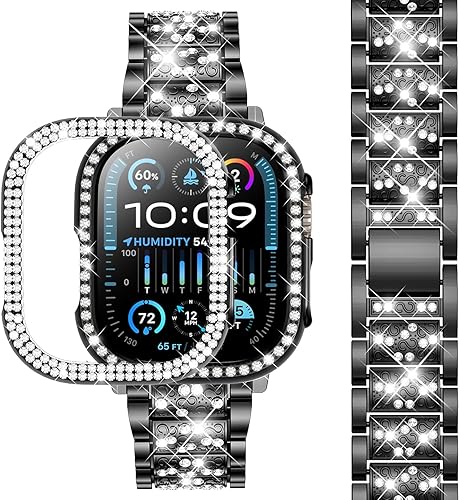 Miniatura 8 de Supoix - Correa de metal para Apple Watch + funda, incluye 2 protectores de pantalla para iWatch Series