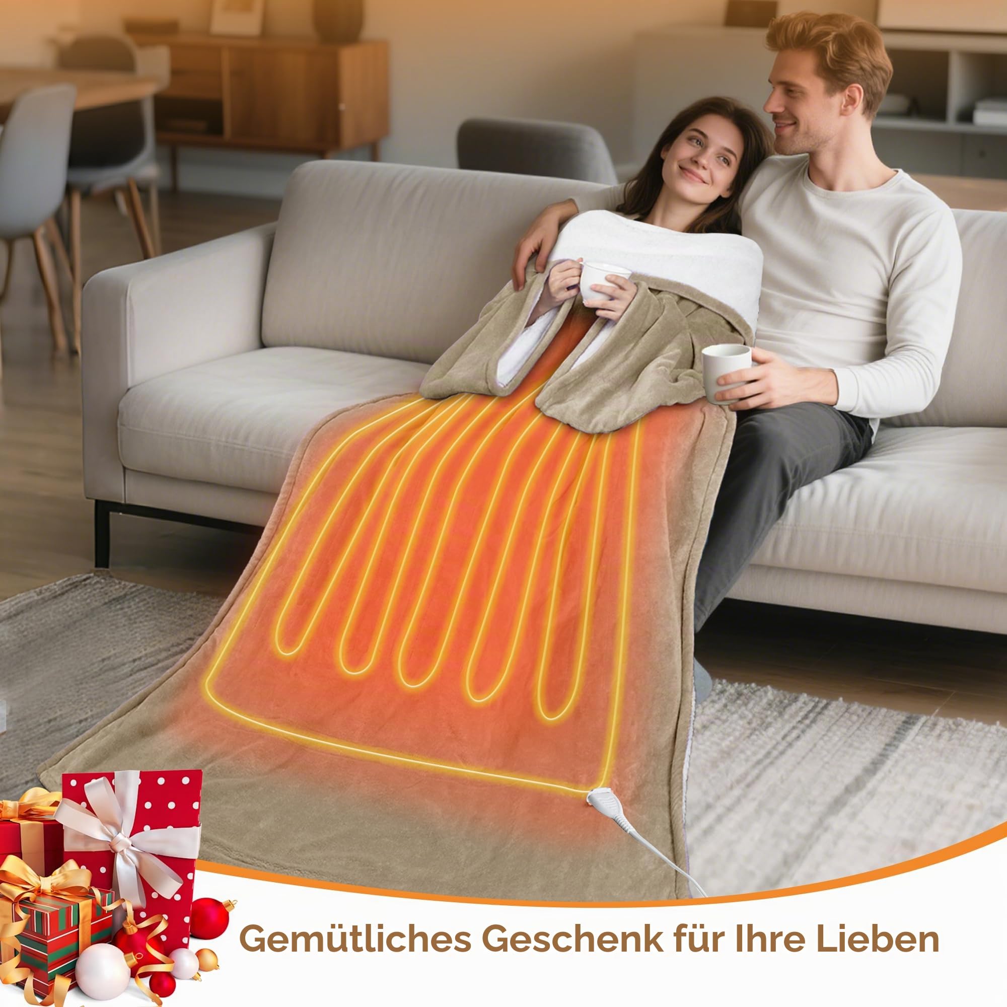 Catalonia Classy Sherpa Heizdecke mit Ärmeln für Erwachsene, Extra Warme Heizdecke, Weiche Flanell-Kuscheldecke, Weiche, Flauschige TV-Decke, Geschenk, 178 x 127 cm