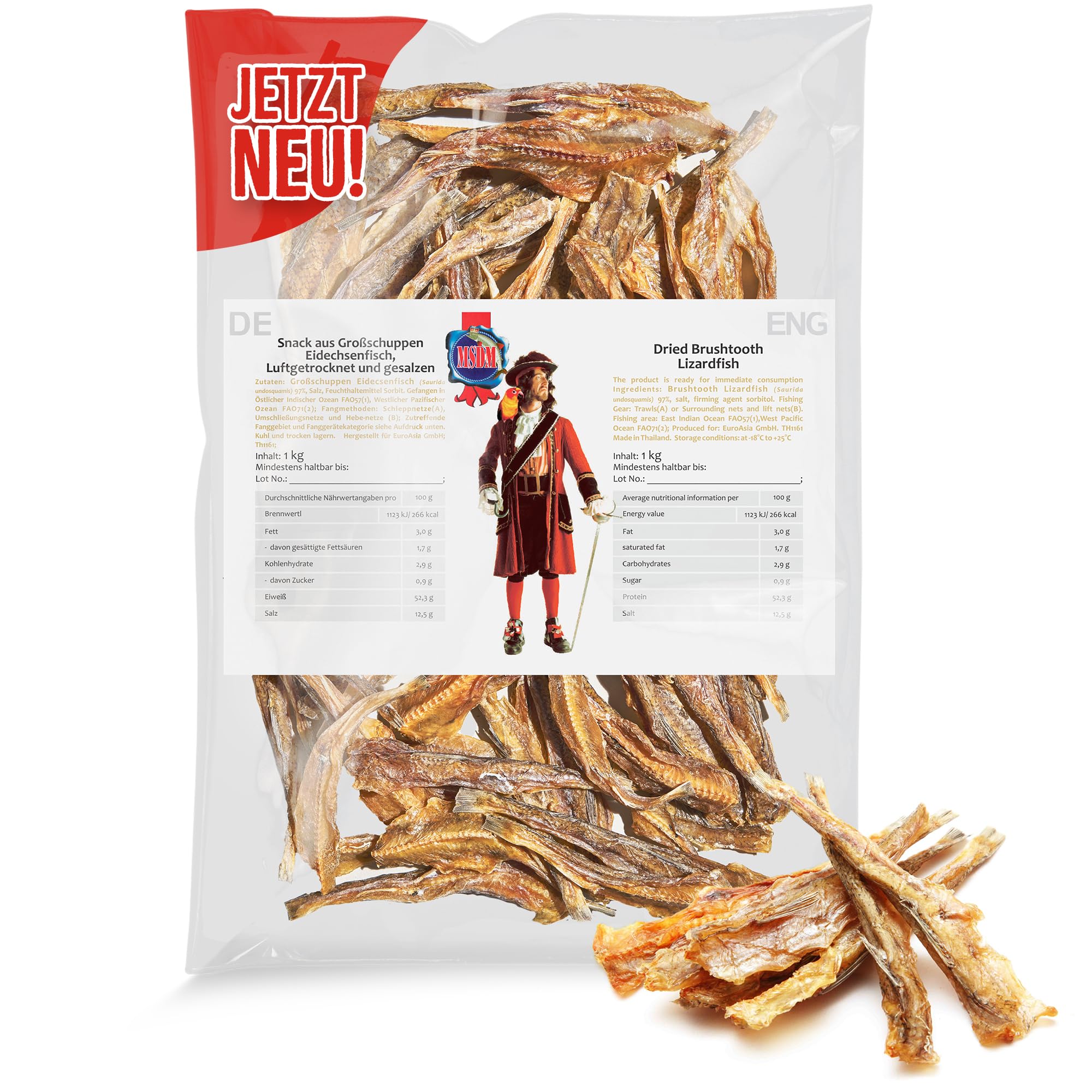 Großschuppen Eidechsenfisch 1kg - Fisch Jerky I High Protein I Snacks I Trockenfisch Omega 3 I Beef Jerky , Trockenfleisch & Chips Alternative