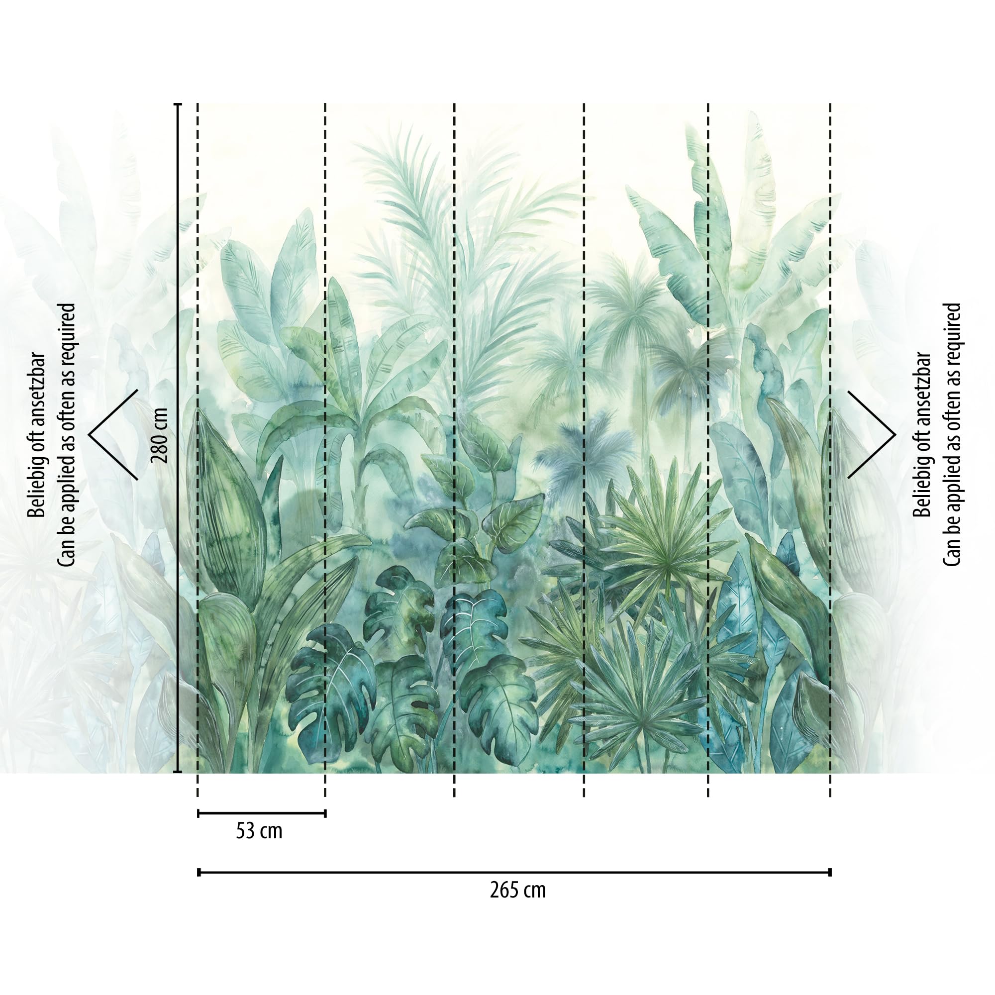 A.S. Création tapeta flizelinowa z motywem liści zielony, beżowy, niebieski – dekoracyjna tapeta panoramiczna z motywem 2,80 m x 2,65 m mural XXL – 392301_1