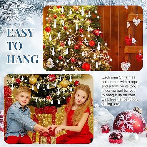 Miniatura 4 de Barydat 50 adornos acrílicos para árbol de Navidad, adornos de cristal transparentes para colgar, colgantes de diamantes, cuentas, decoraciones de