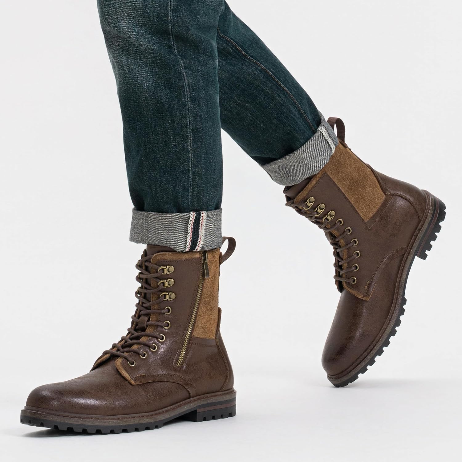 Jousen Boots for Men Casual Dress Retro Lace Up Motorcycle Boots - Image 9