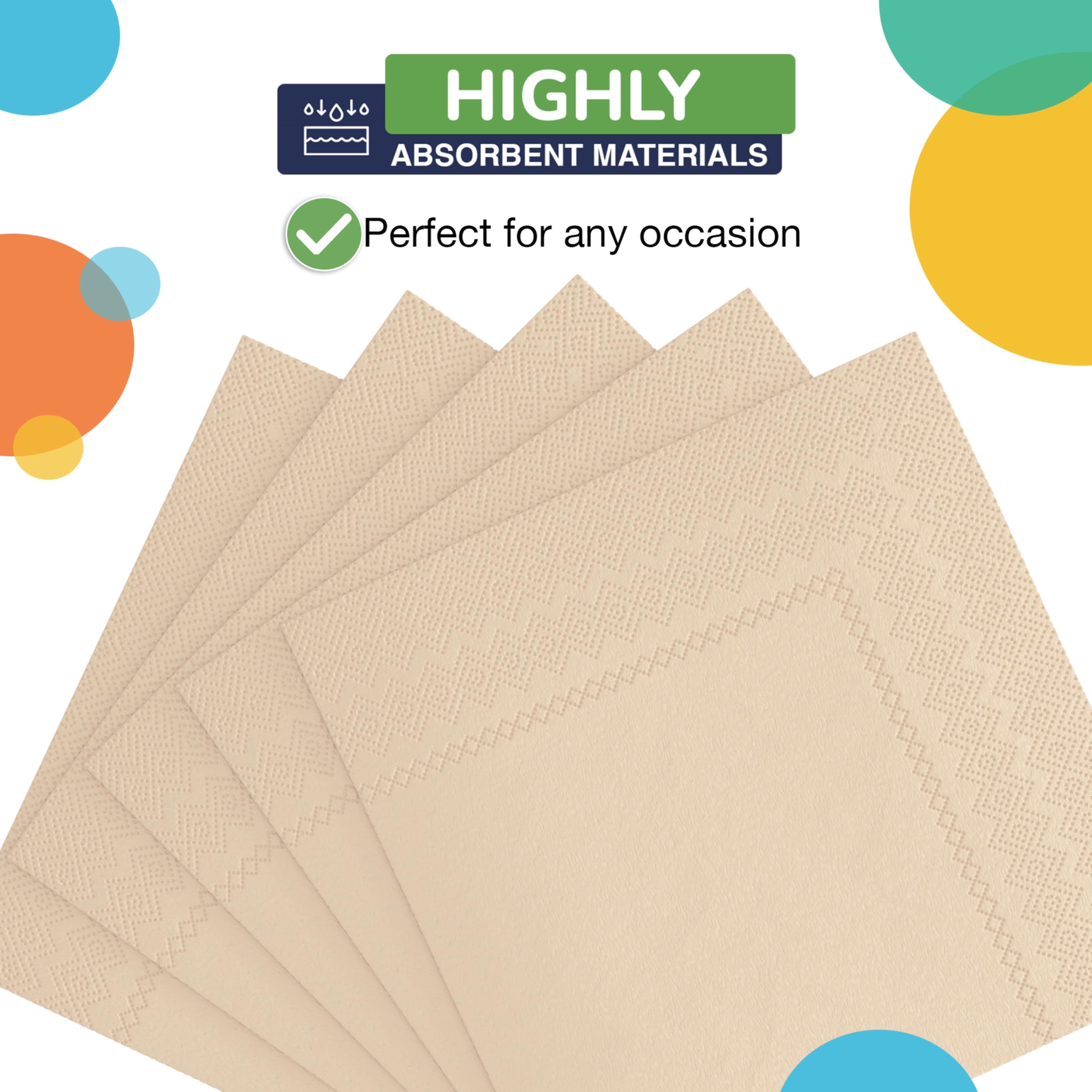 Party Solids Servilletas de papel marfil para uso diario, 300 unidades, 2 capas, servilletas de cena a granel para fiestas y suministros de fiesta