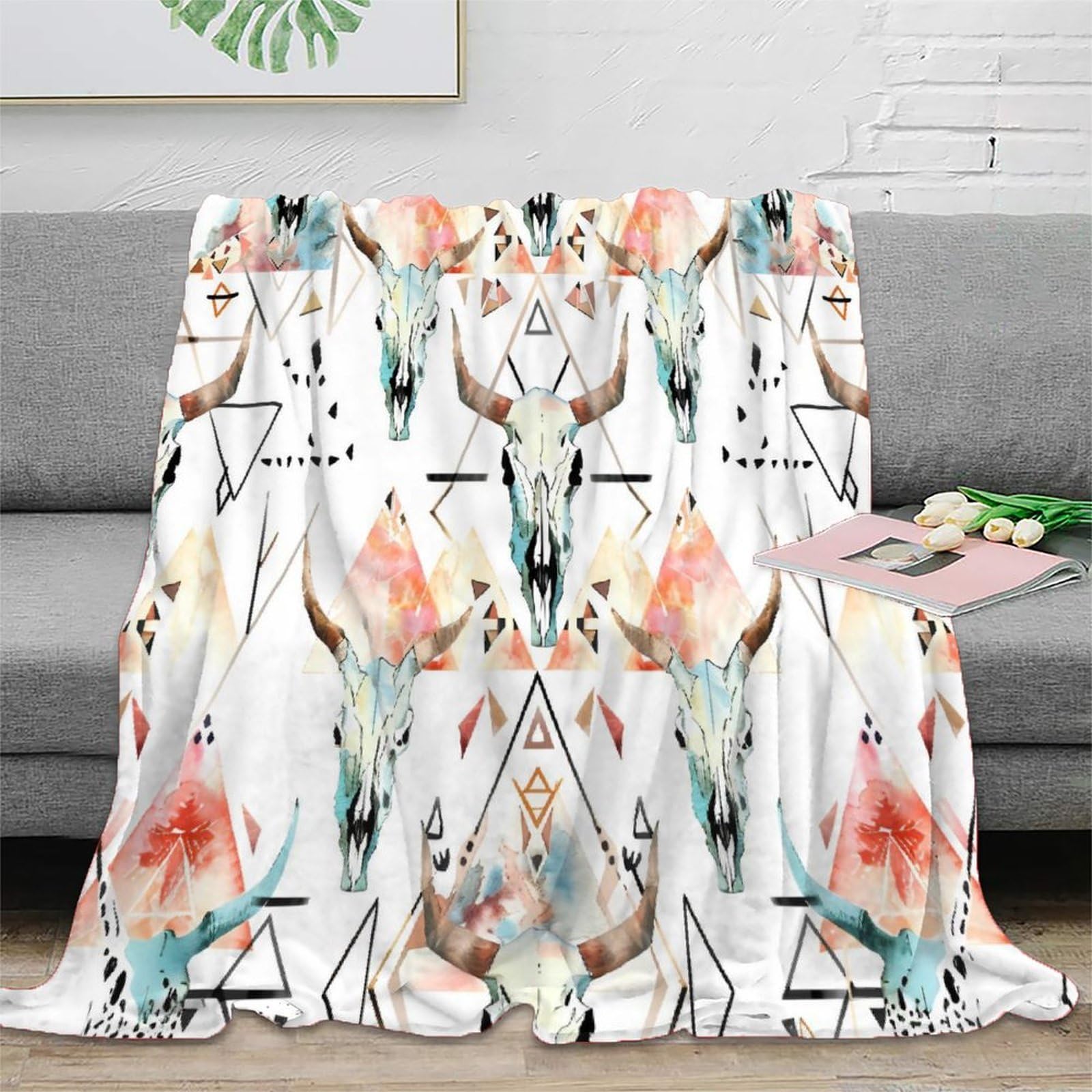 Couverture Polaire Skull 3D 150x200cm en Microfibre Aquarelle