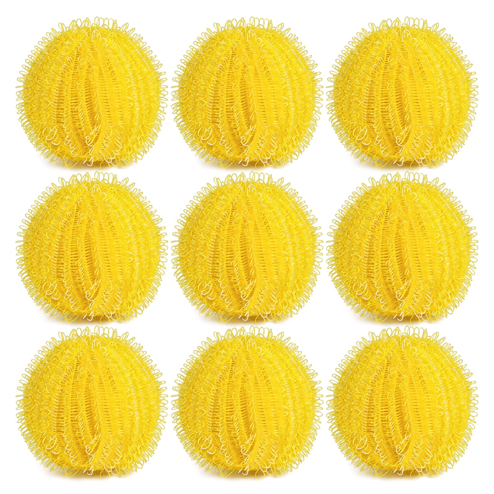 Laundry Balls, 9PCS Pet Hair Remover for Laundry, Reusable Lint Catcher Washing Machines Animal Fur Clothes Hamper Hair Remover for Laundry Bedding Clothes（9,Yellow)