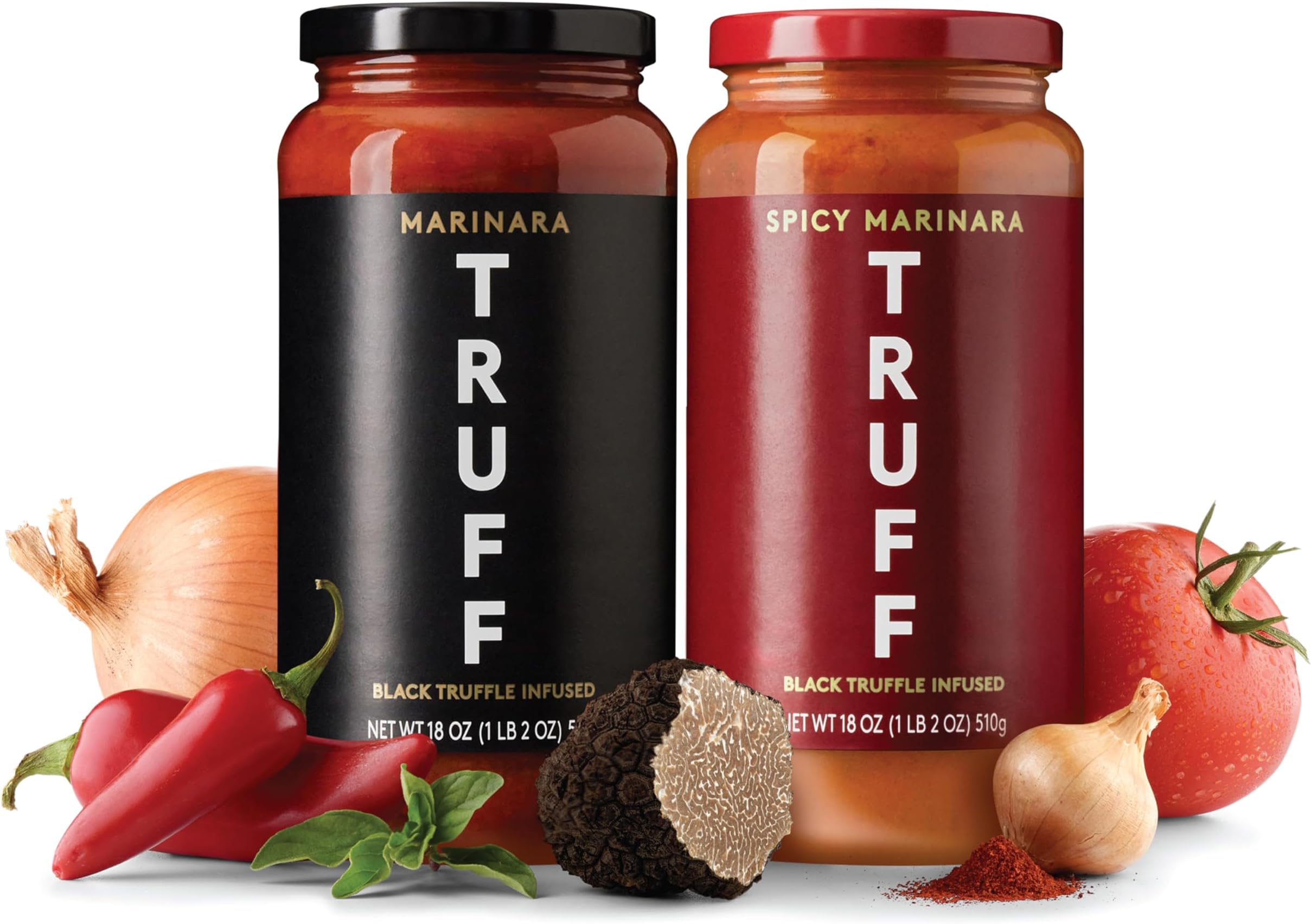 - Pasta Sauce Bundle, Black Truffle Marinara and Spicy Marinara | Flavorful Pair of Regular and Spicy Tomato Sauce for Pasta, Pizza, and More | Non-GMO, Vegan, Bundle of 2