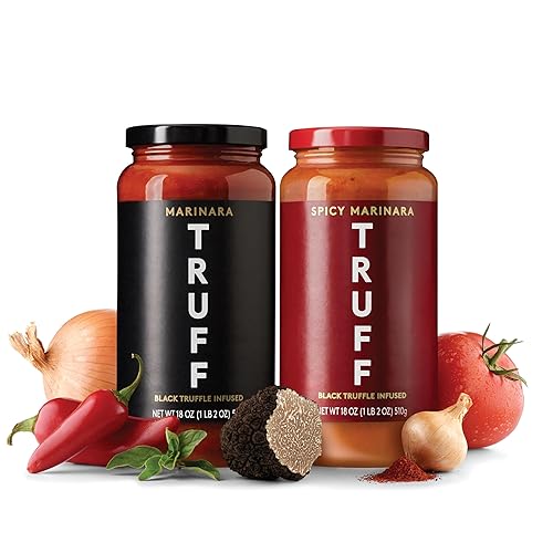 TRUFF Paquete de salsa de pasta pomodoro de trufa negra y arrabbiata sabroso par de salsa de tomate regular y picante para pasta pizza y más sin OMG
