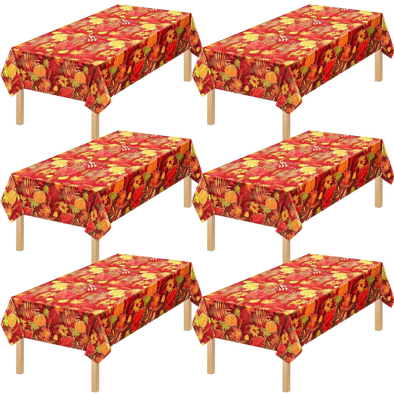 Nappe jetable automne Tegeme 137x274 cm - Décoration de table fête de récolte et buffet d'Halloween