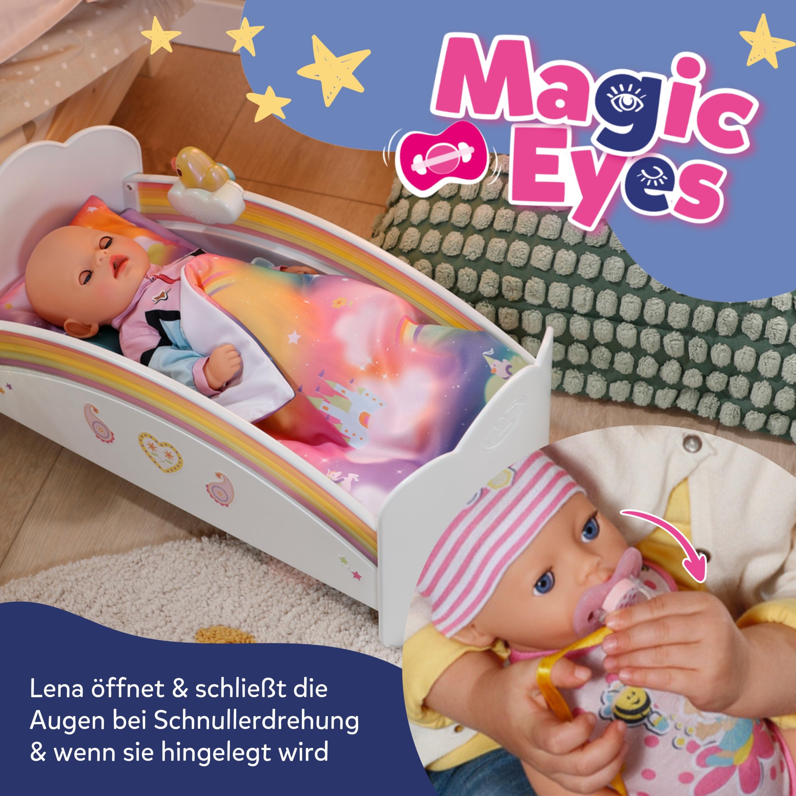 BABY Born Lena (Little Baby Girl) - 36 cm große Babypuppe - 7 Funktionen inkl. Accessoires & Strampler - Funktioniert komplett ohne Batterien - Geeignet für Kleinkinder ab 1 Jahr