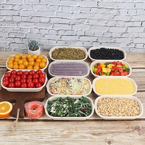 Miniatura 7 de Cuencos de ensalada desechables de 17 onzas con tapas, cuencos de papel de fibra de caña de azúcar, recipientes de comida para llevar, recipientes