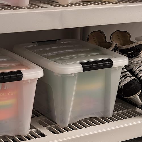 Vista 152 de IRIS USA - Caja de almacenamiento de plástico de 19 cuartos de galón con tapa y pestillos – Paquete de 4 – sin BPA, solución de organización