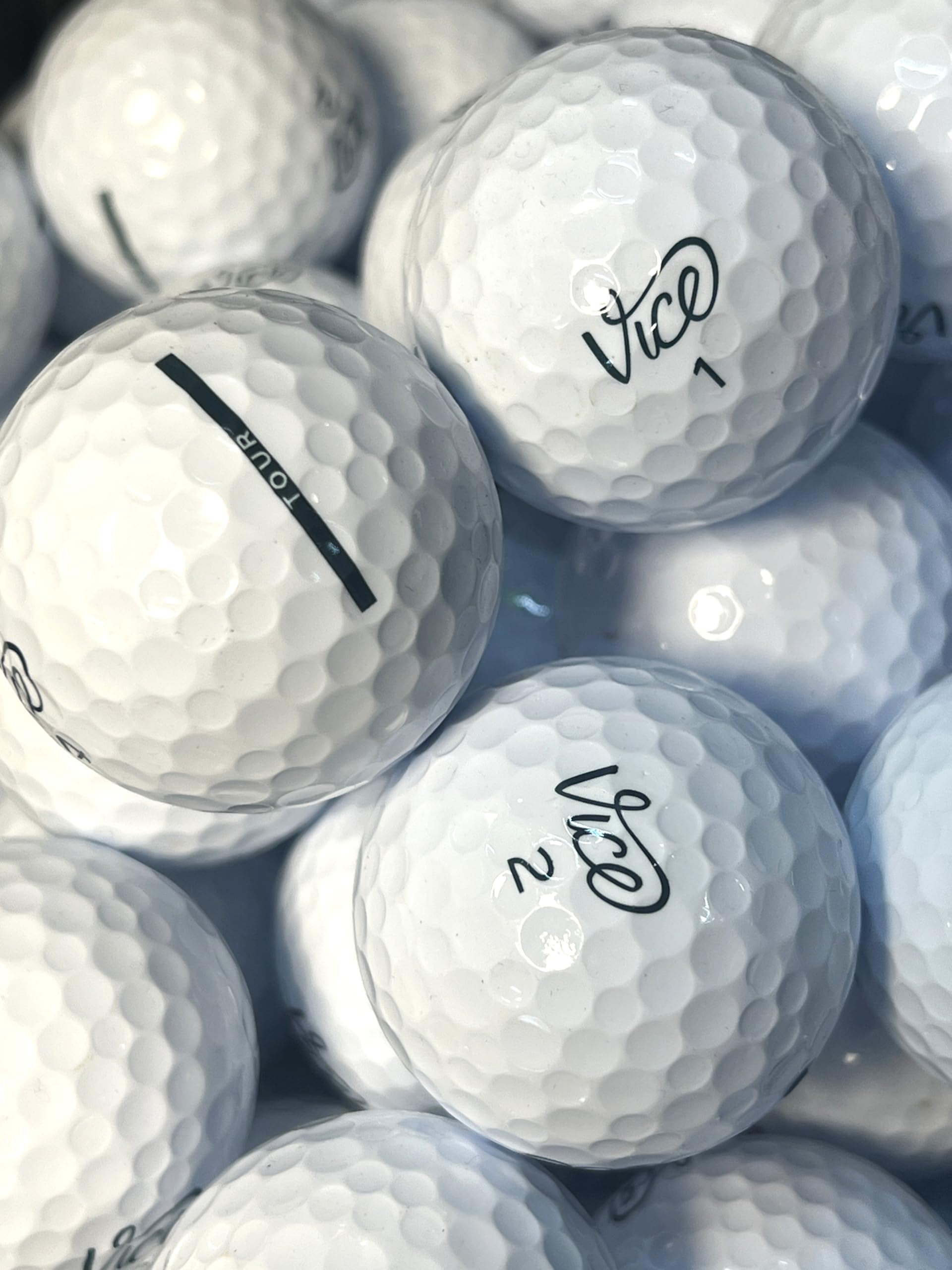 Golf Ball House…24 Tour Golf Balls for Vice/White/Near Mint (AAAA) / Used-Recycled w/Mesh Bag