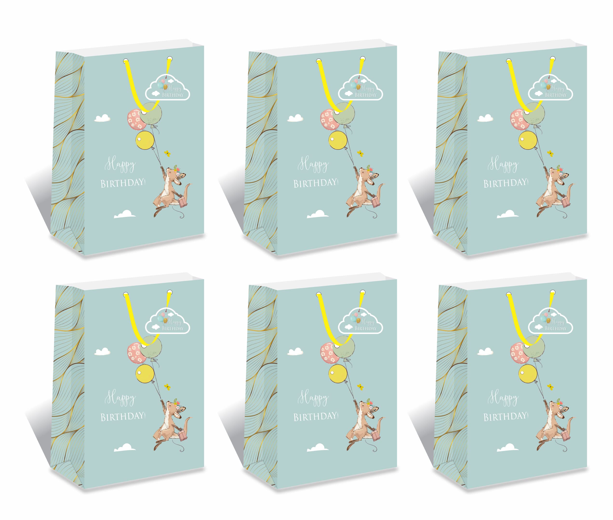 DOODLEDASH Gift Carry Bags - Medium Size (25 x 33 x 8.5 cm) For All Gifting & Festive Occasions - Quality With Satin Ribbon Handles & Gift Tag - Design 8 (Kangaroo3) - Pack of 6 Pcs (B09N1JZYSY) Amazon Price History, Amazon Price Tracker