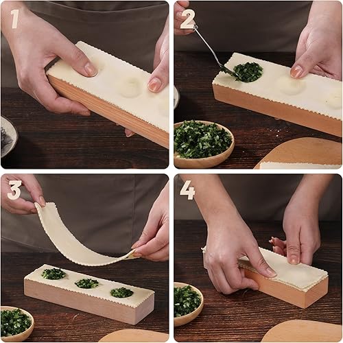 Miniatura 5 de Molde de madera para raviolis hecho a mano pasta de raavioli molde de ravioli de madera herramientas de tablero de madera de pasta fresca Maveite 2
