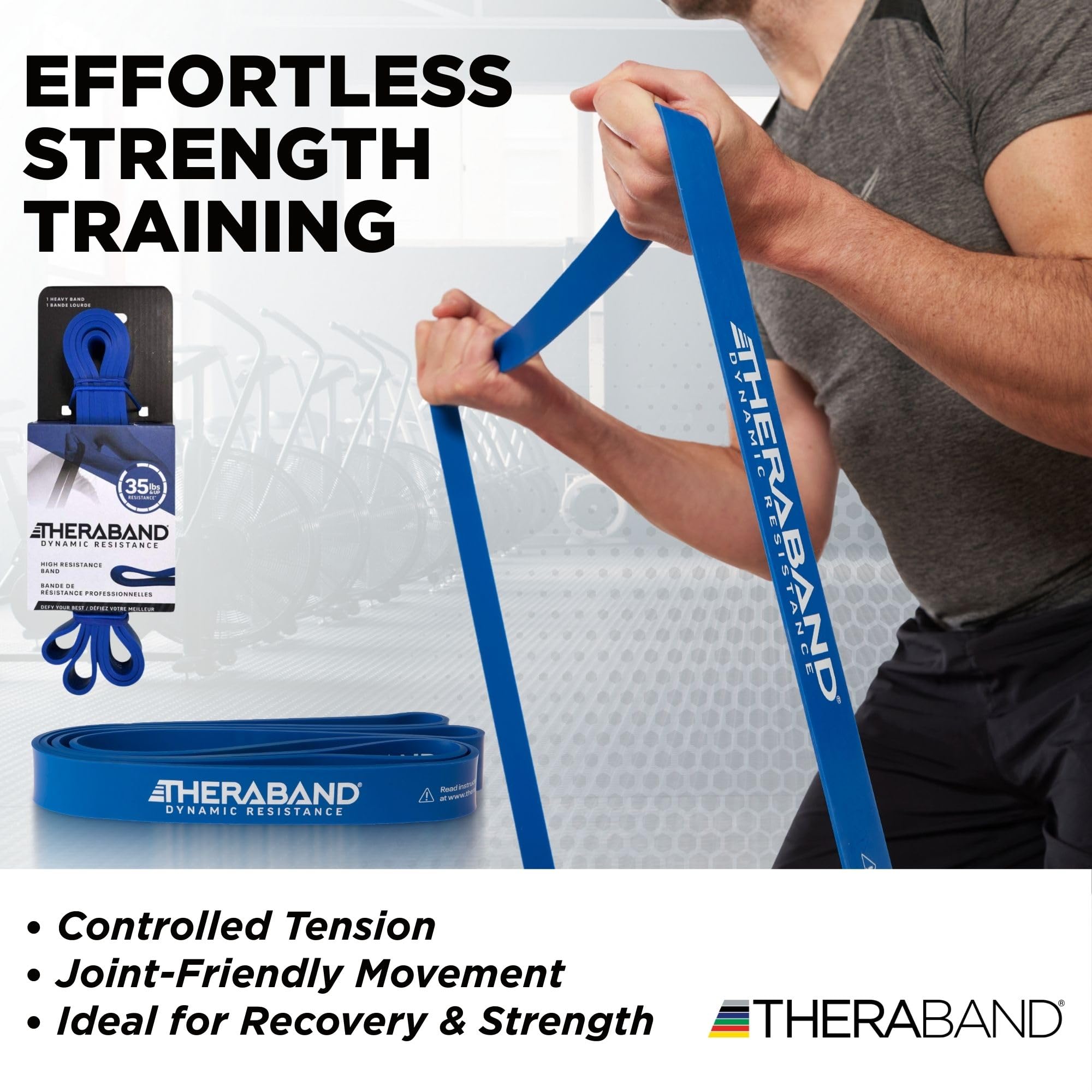 Theraband Juego de 2 Bandas elásticas de Alta Resistencia para Mejorar la flexibilidad, rehabilitación de Lesiones y Entrenamientos de Todo el Cuerpo, Resistentes Bandas elásticas para