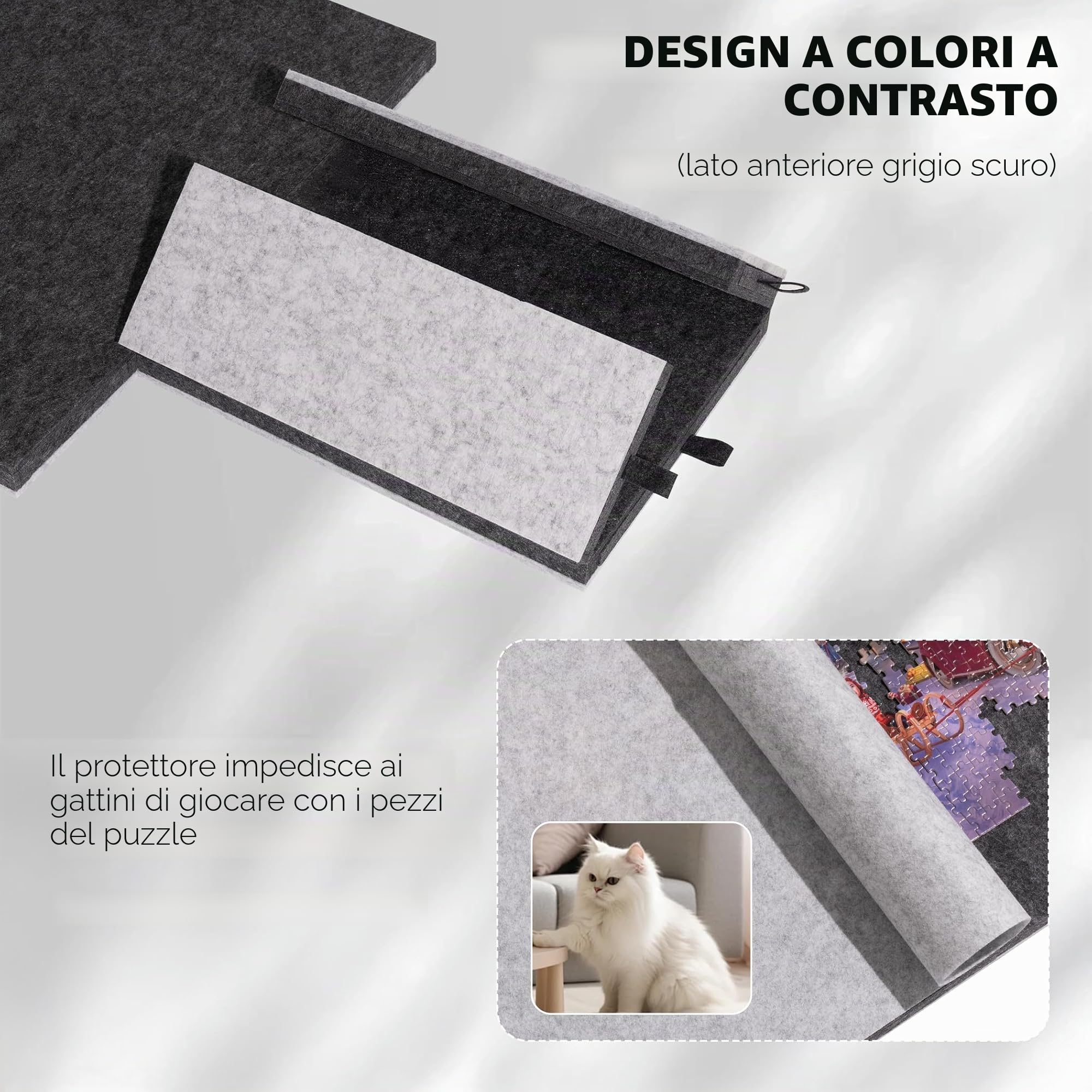 Tektalk Tavola puzzle pieghevole con 6 cassetti colorati, tavolo puzzle portatile per adulti, super leggero in feltro con coperchio, per riporre 1500, 1000, 500 pezzi di puzzle