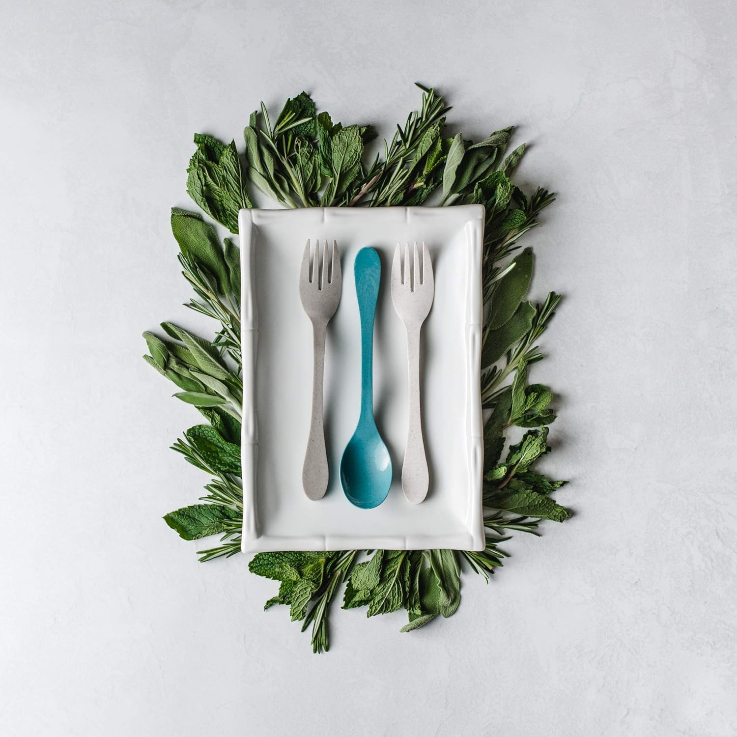 Knork Eco Spoon Cutlery Bboo Reble Flatware Set, 12 Piece, Blue