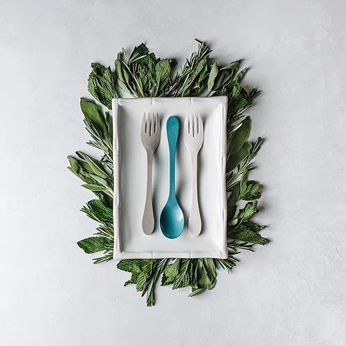 Miniatura 7 de Knork Eco Spoon Cutlery - Juego de cubiertos reutilizables de bambú, 12 piezas (12 cucharas ecológicas), color azul