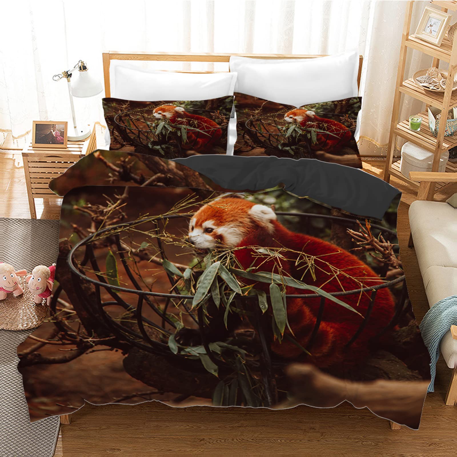 Housse de couette 140x200 renard en microfibre 110g/m² douce avec zip