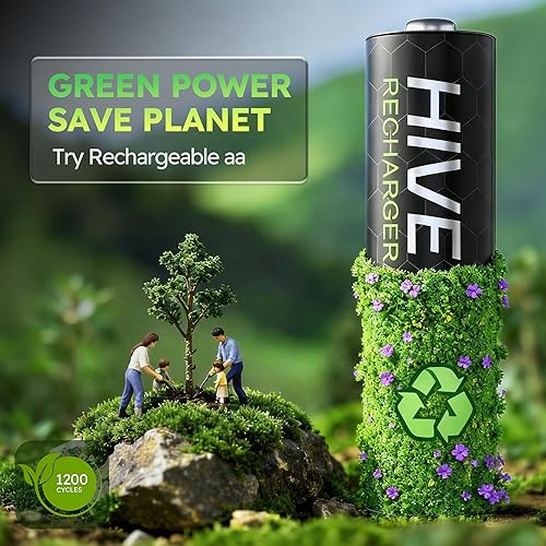 Miniatura 7 de Baterías AA recargables, 2800 mAh de alta capacidad, doble A, 1.2 V NiMH baja autodescarga, 16 unidades